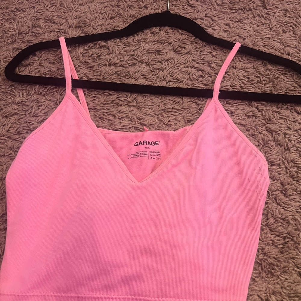 garage pink cropped tank top